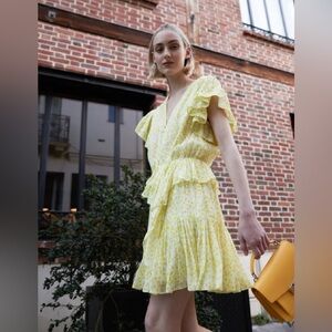 The Kooples Yellow Ruffled Tie Front Mini Sundress